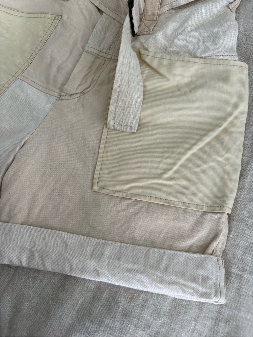 Isabel Marant Neutral Tone Patchwork Shorts with Belt - Picture 7 of 10